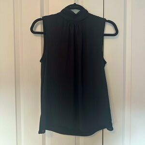 NWT Ann Taylor Black High Neck Bow Tie Back Black Tank - XS